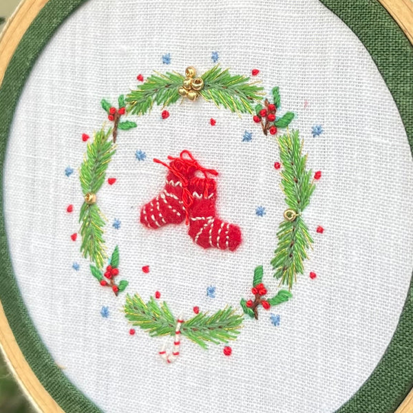 浮き彫り刺繍部分