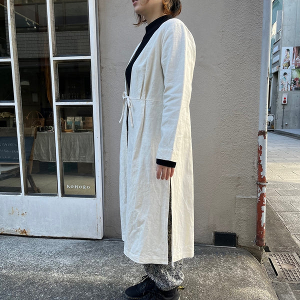 Mサイズ　モデル身長155cm　使用生地：綿麻スラブ平織り