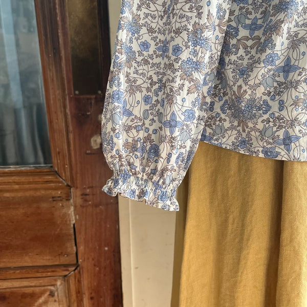 袖口はシャーリングゴムでギャザーを寄せます