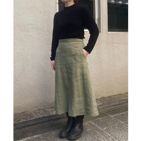 モデル身長154cm　サイズ：S　使用生地：リパリストーンウォッシュ/カーキ