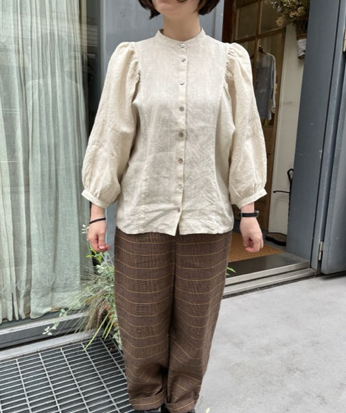 モデル身長：154cm　サンプル使用生地：ネリンガ カラミストライプ